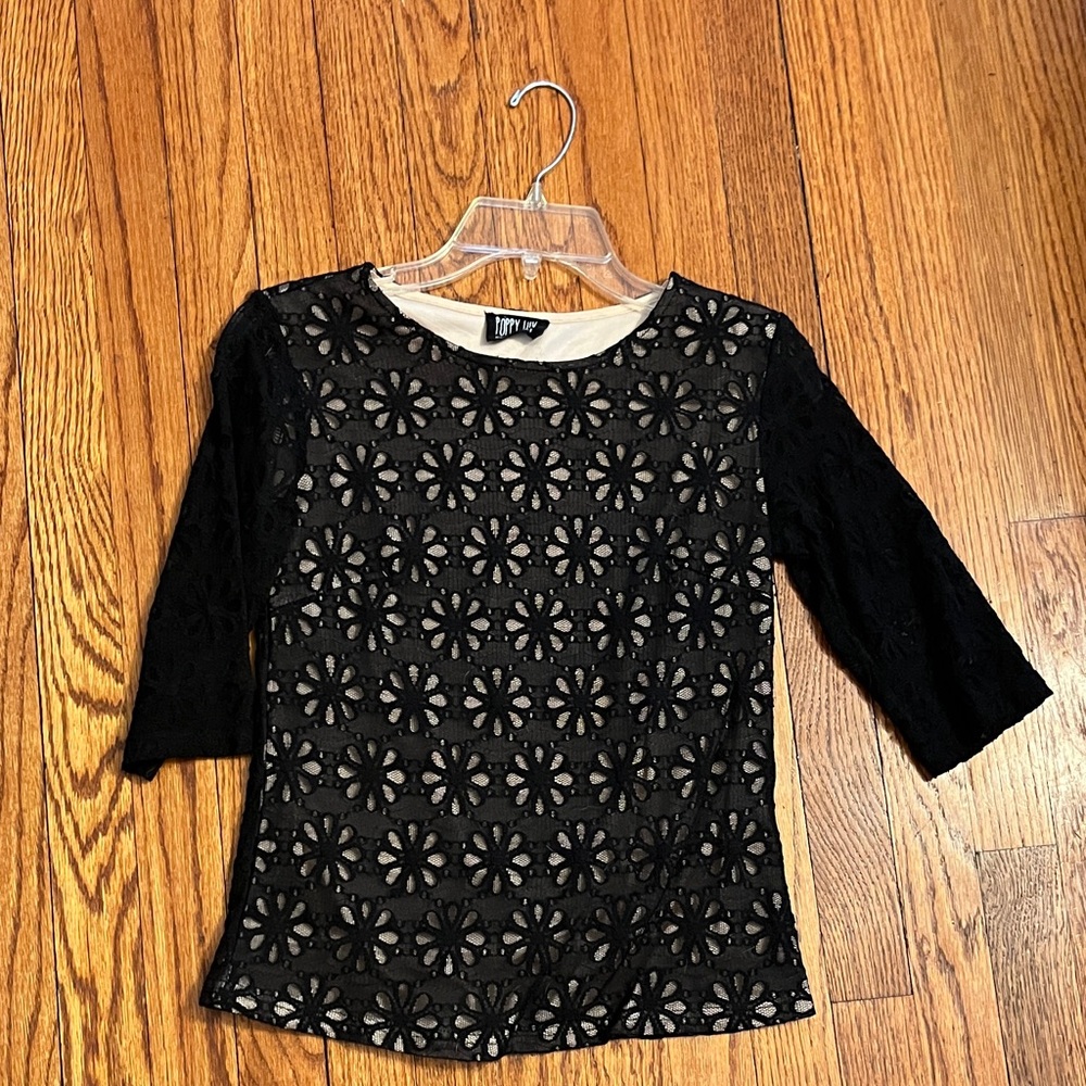 Elegant Black Floral Lace Blouse